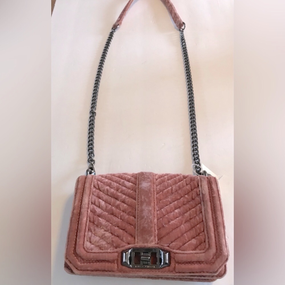Rebecca Minkoff ‘Small Love’ Pink Velvet Crossbody Bag Dusty Rose